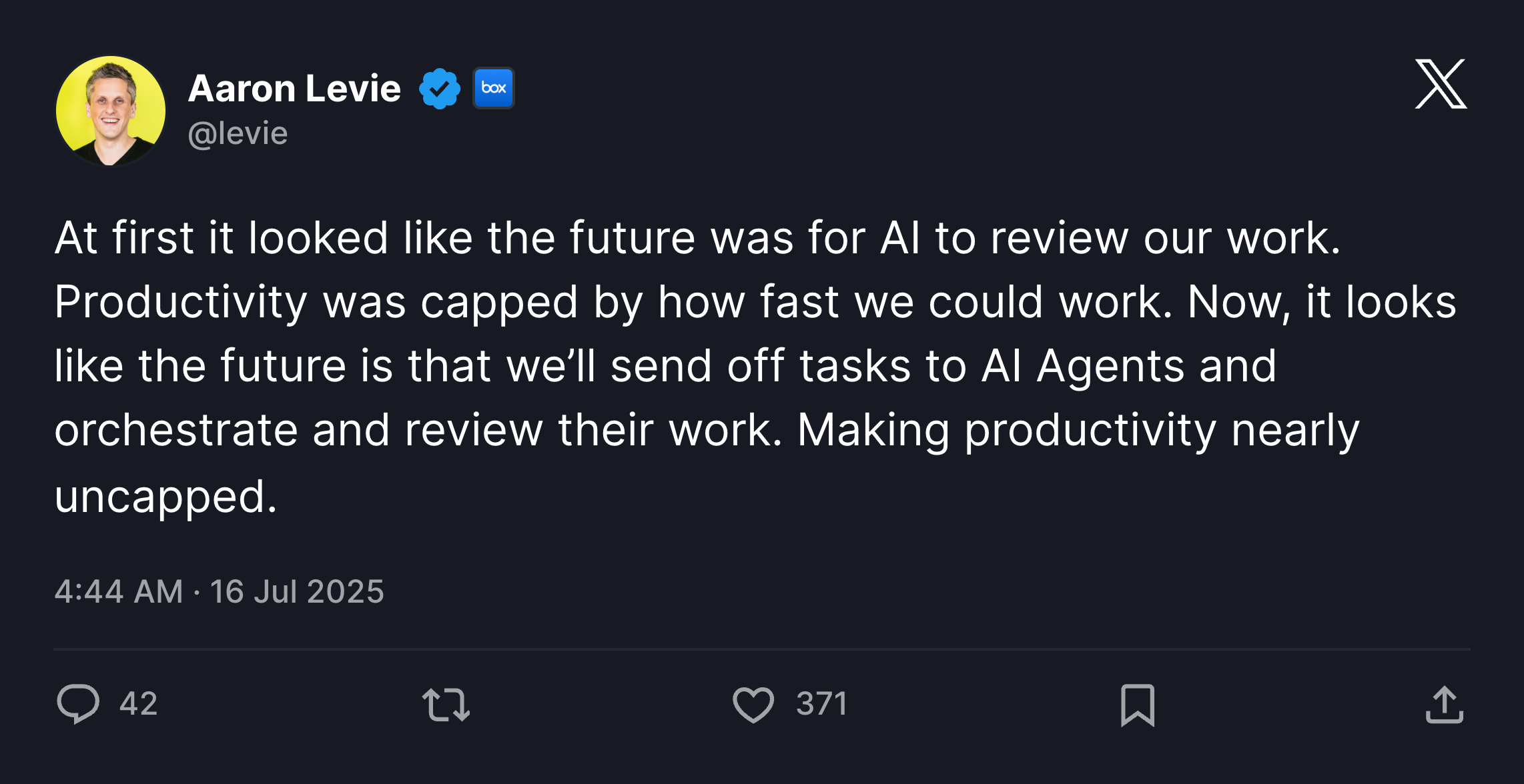 X post screenshot from Aaron Levie