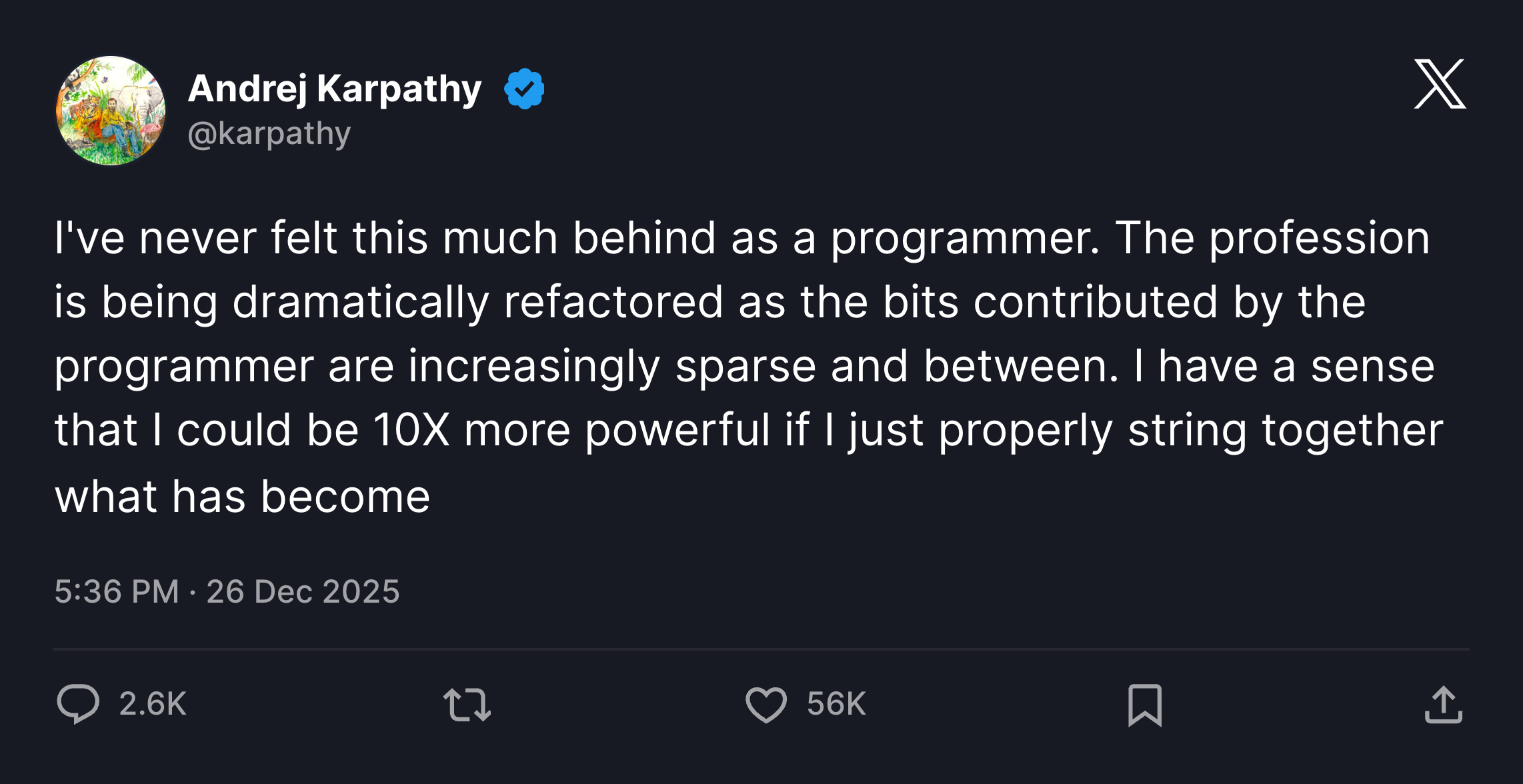 X post screenshot from Andrej Karpathy