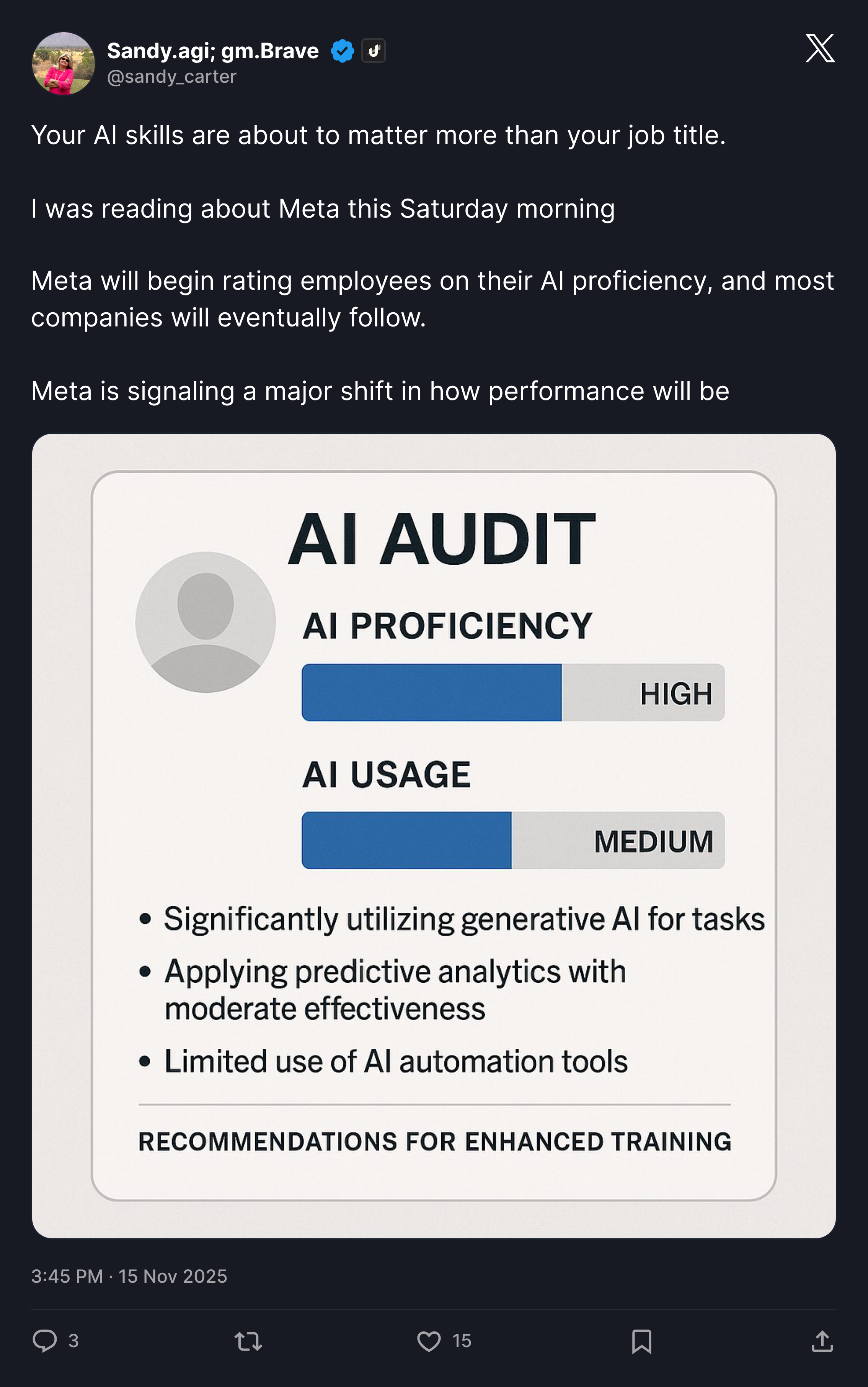 X post screenshot from Sandy Carter