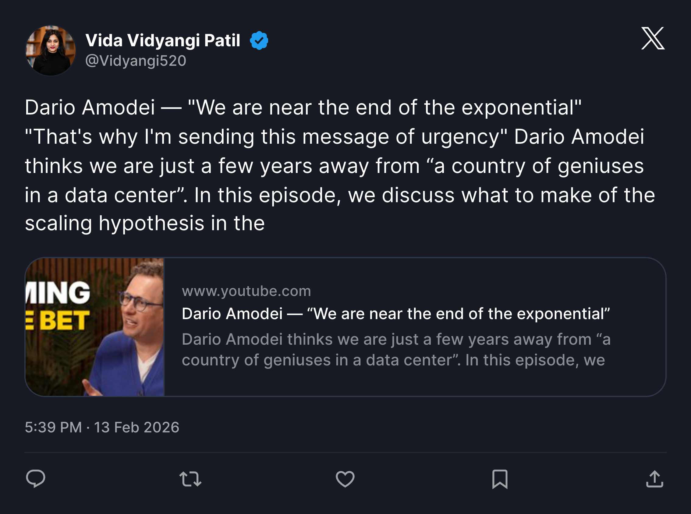 X post screenshot from Vida Vidyangi Patil